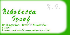 nikoletta izsof business card